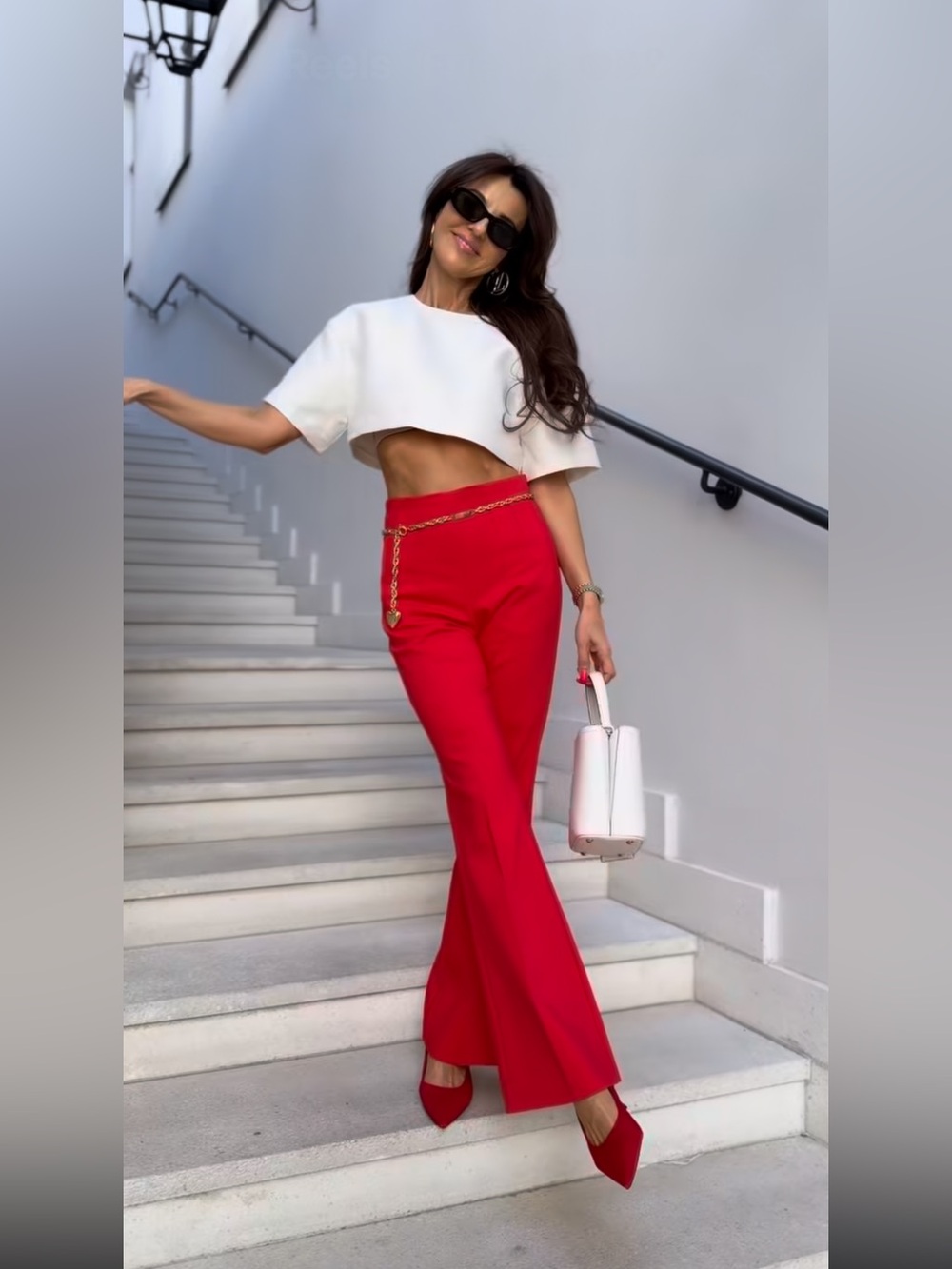 Red High-Waist Pants